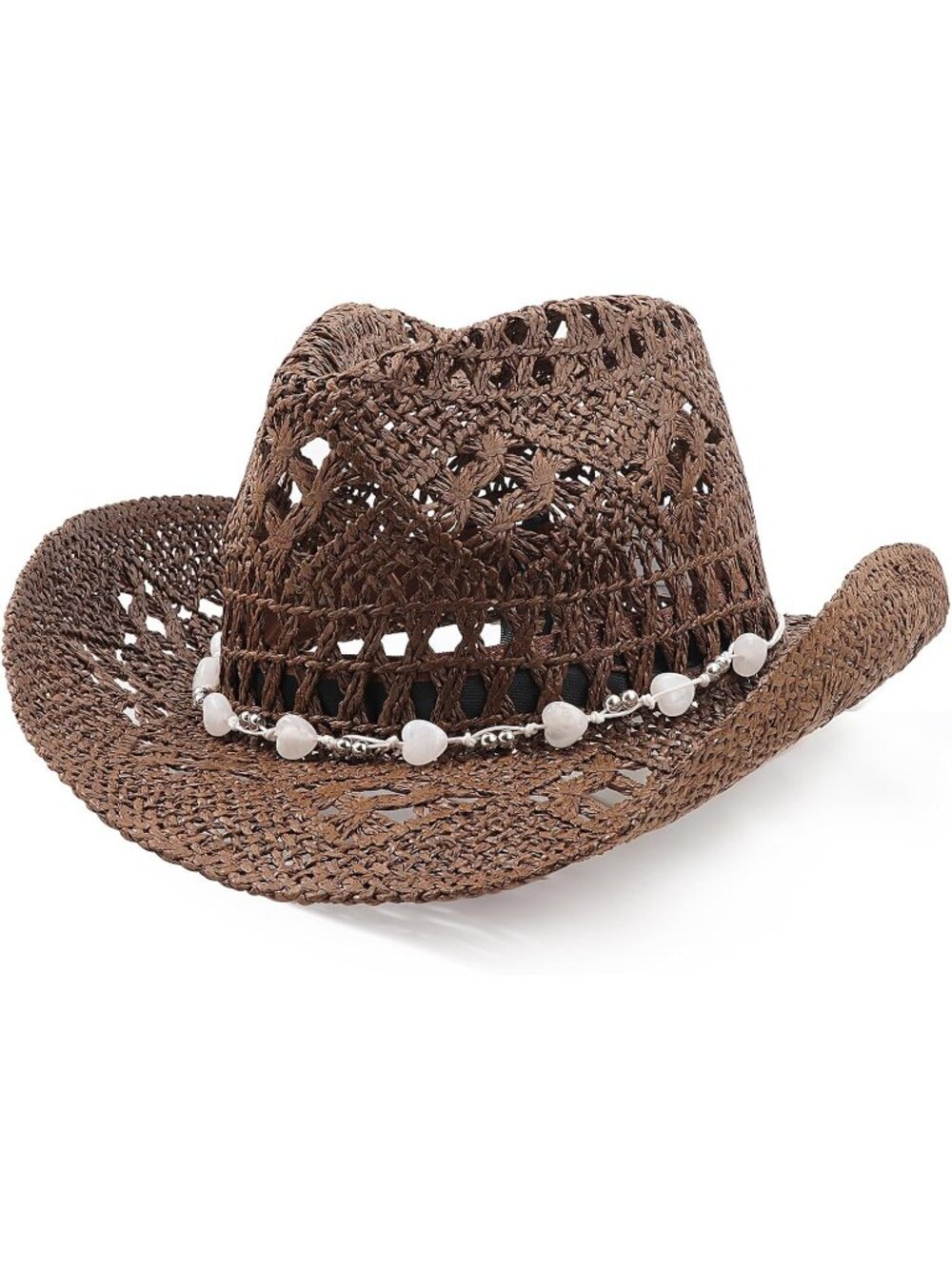 Unisex Coffee Straw Woven Shapeable Brim Beach Western Cowboy Cowgirl Hat